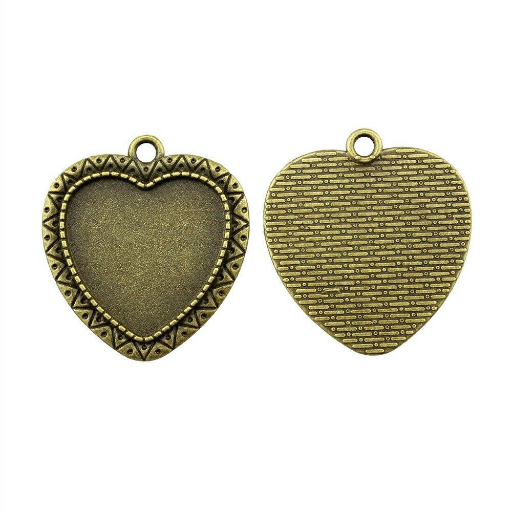 

4 шт., простой стиль, камея, кабошон, кулон в форме сердца, базовая установка, ювелирные компоненты, аксессуары, античная бронза, цвет цинкового сплава 25 мм