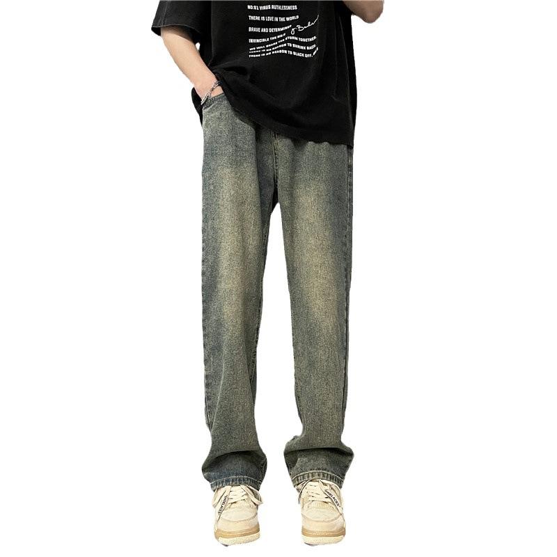 Vintage Jeans Men's Summer Street Casual Wide Leg Trend ins Loose Student Straight Pants