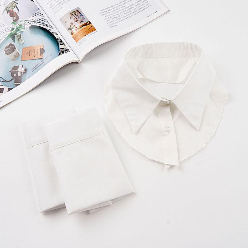 Plaid Fake Collar Fake Sleeve Cuff White Lace Detachable Shirt False Collar for Women Blouse Sweater Lapel Clothing Accessories