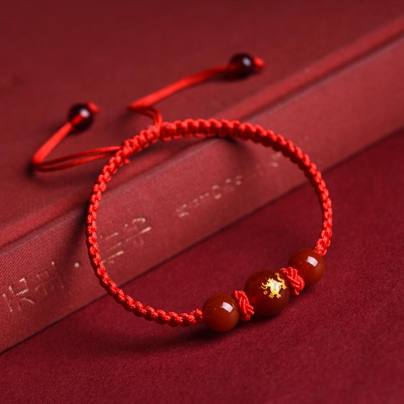 Chinese Zodiac Red Agate Bracelet for Men & Women - Year of Birth Lucky Bead, Putuo Mountain Inspired Style