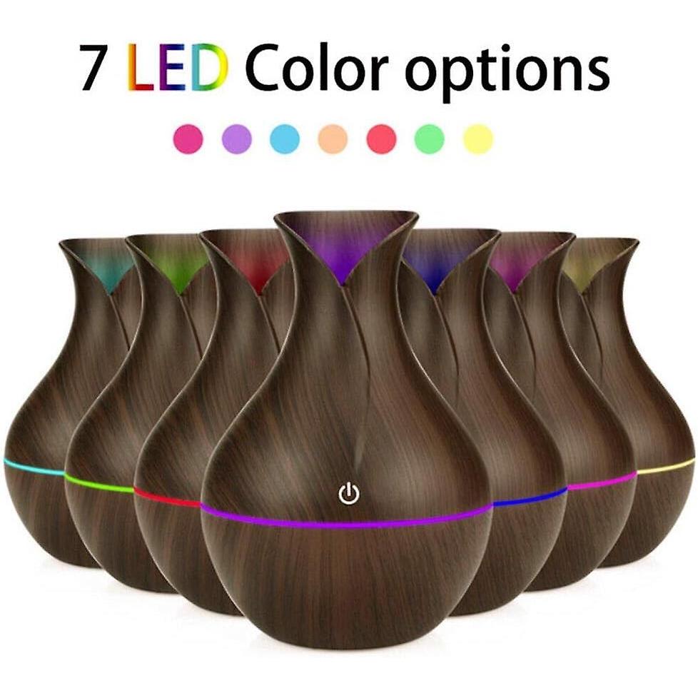 Humidifier 130ml Car Mini Portable Humidifier USB Wood Grain Ultrasonic Cool Mist Humidifier with 7 