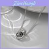Titanium Steel Geometric Pendant Necklace With Rhinestones For Couples And Adults
