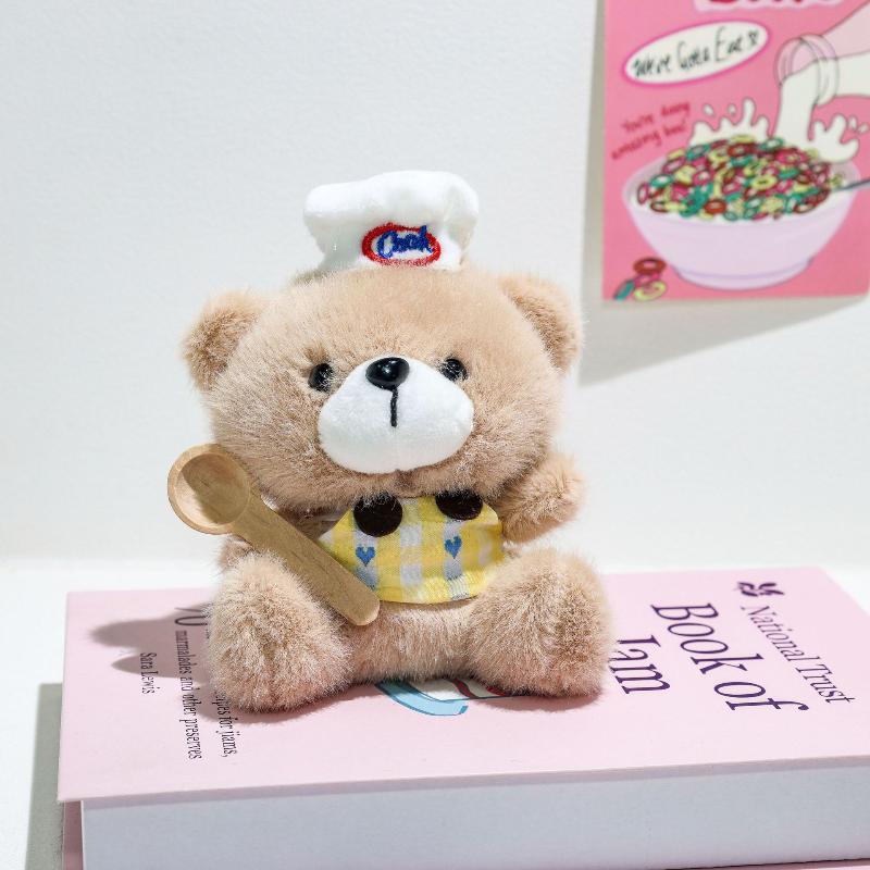 

Cute Chef Bear Plush Keychain Creative Cartoon Stuffed Doll Toy Kerying Pendant Bag Charms Backpack Hanging Decoration Gifts жёлтый