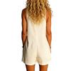 Women’s Sleeveless Linen Button Down Romper with Front Pockets Casual Loose Fit Summer Playsuit Jumpsuit for Daily Wear