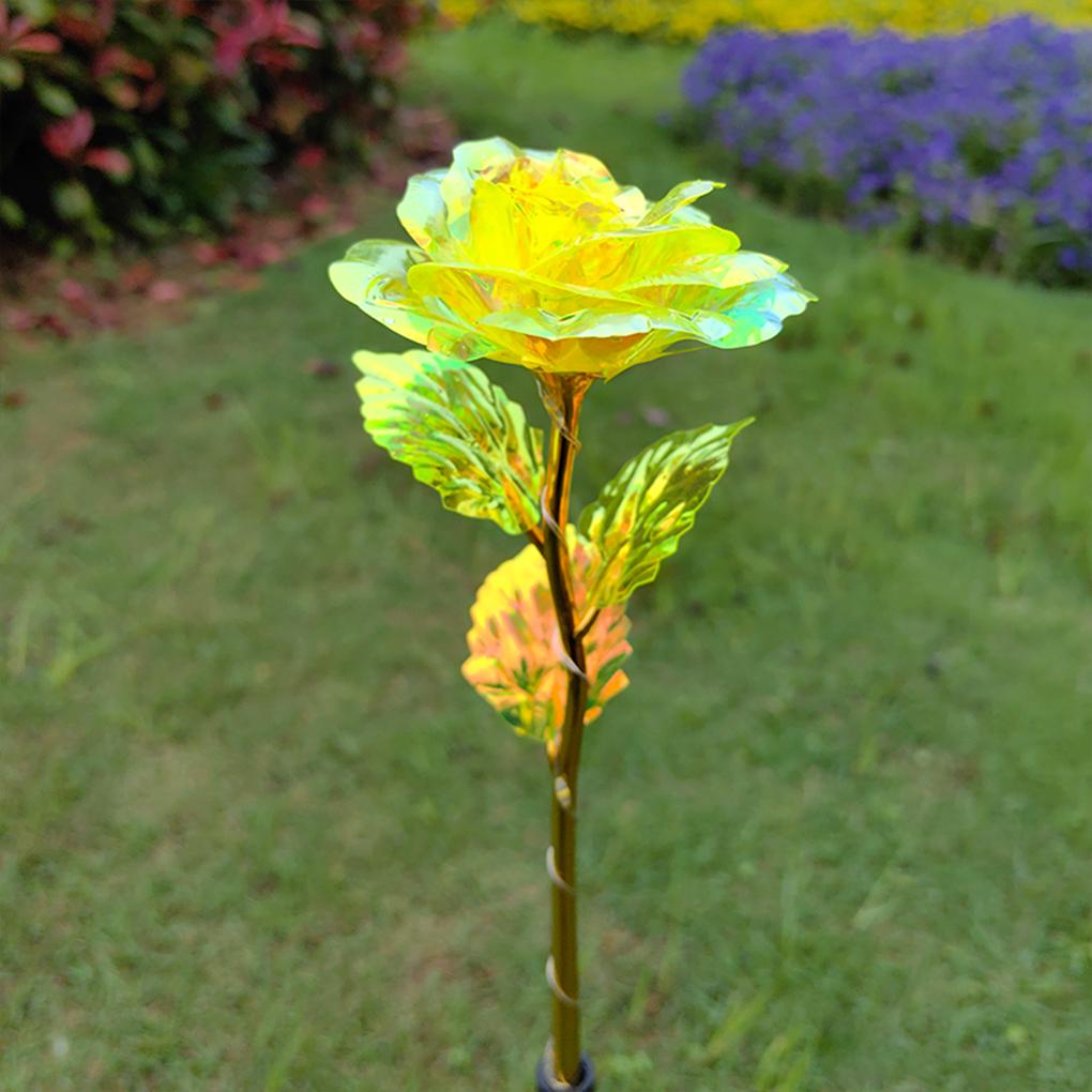 Stainless Steel Solar Powered Flower Lights Outdoor Lawn Decorative Lights Solar Rose Grass Light