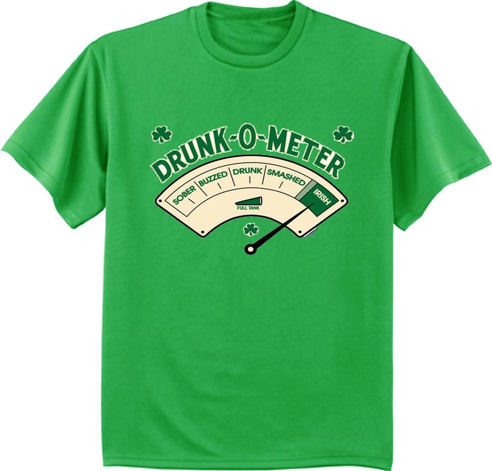 Funny St Patricks Day T-shirt Drunk-o-Meter mens green tee bar crawl drunk XXXL