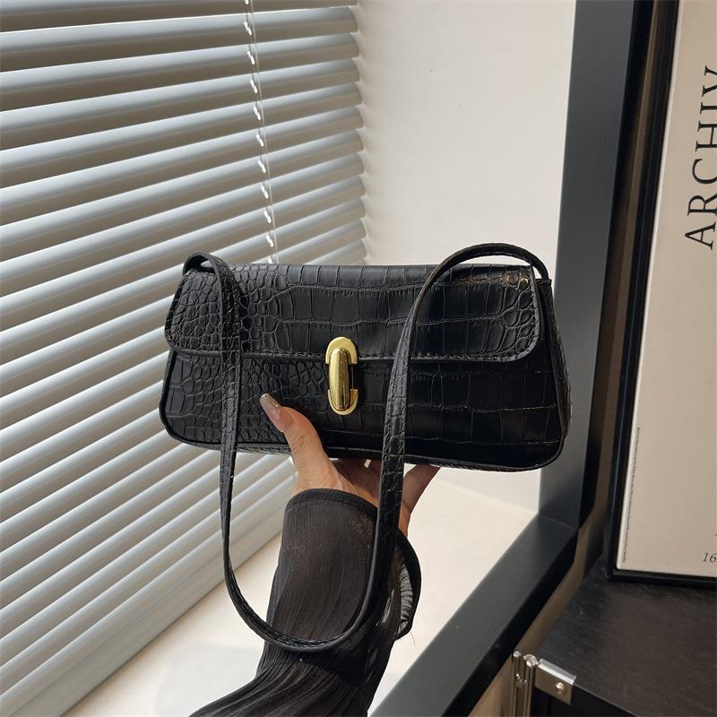 

New personalized trendy solid color fashionable retro underarm portable shoulder bag underarm shoulder women s bag чёрный