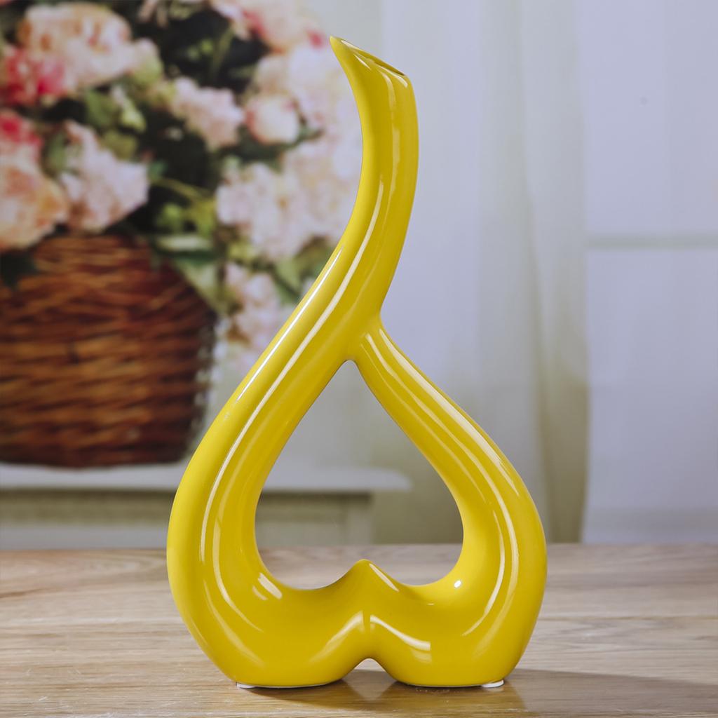Wazon na kwiaty w kształcie serca Gładki ceramiczny wazon do codziennego użytku Śluby i wydarzenia Żółty