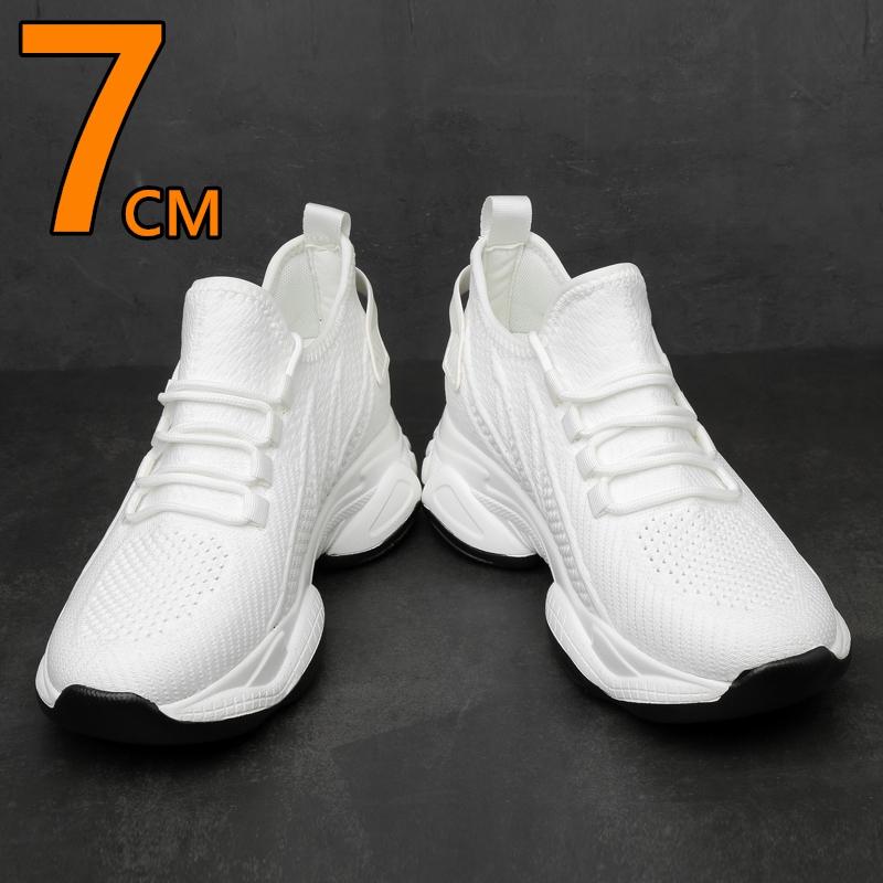 Herren Klobige Höhenerhöhende Sneaker Sommer Atmungsaktives Mesh Herren Elevator Schuhe 7cm Fersenerhöhung Einlegesohle Übergröße 36-44