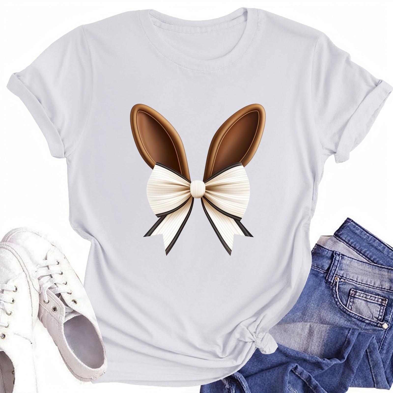 

Женская повседневная футболка с круглым вырезом и короткими рукавами с принтом XL белый