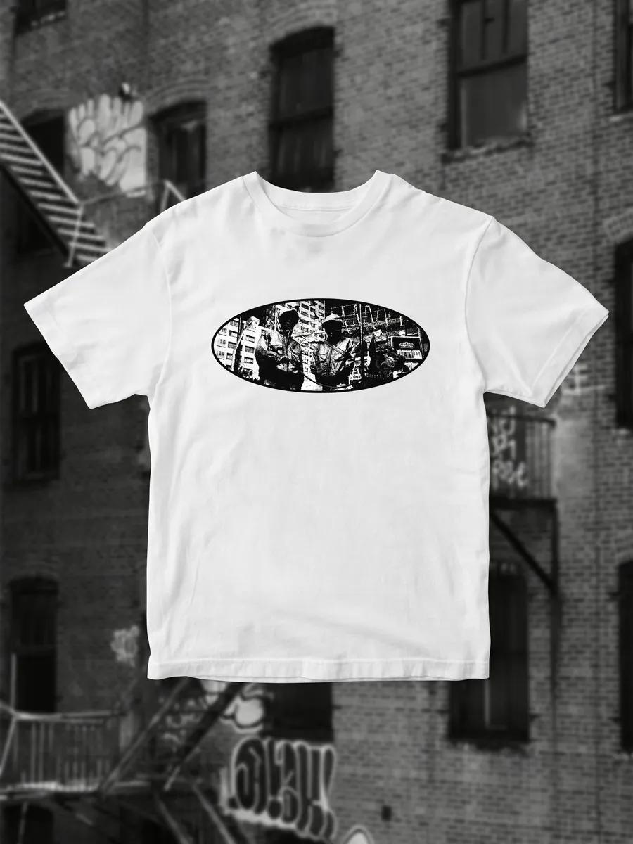 Oversized thick Y2K T-shirt with pinterest print M