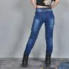 Motorcycle jeans, female rider elastic motorcycle riding pants, retro personalized casual anti-drop pants