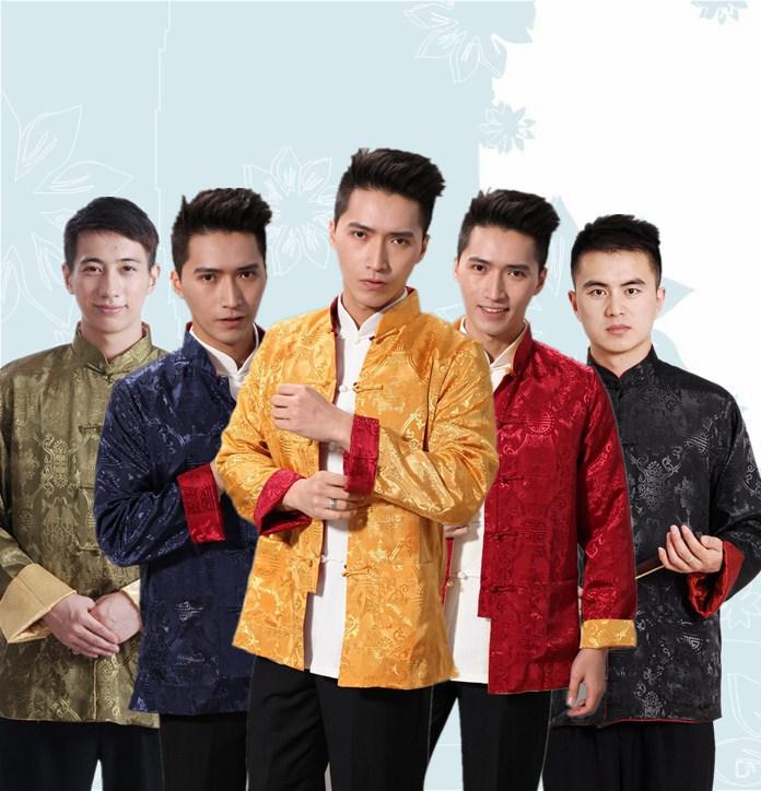 Men's Double-Sided Golden Tang Suit: Long-Sleeved Top for Spring/Autumn Photography