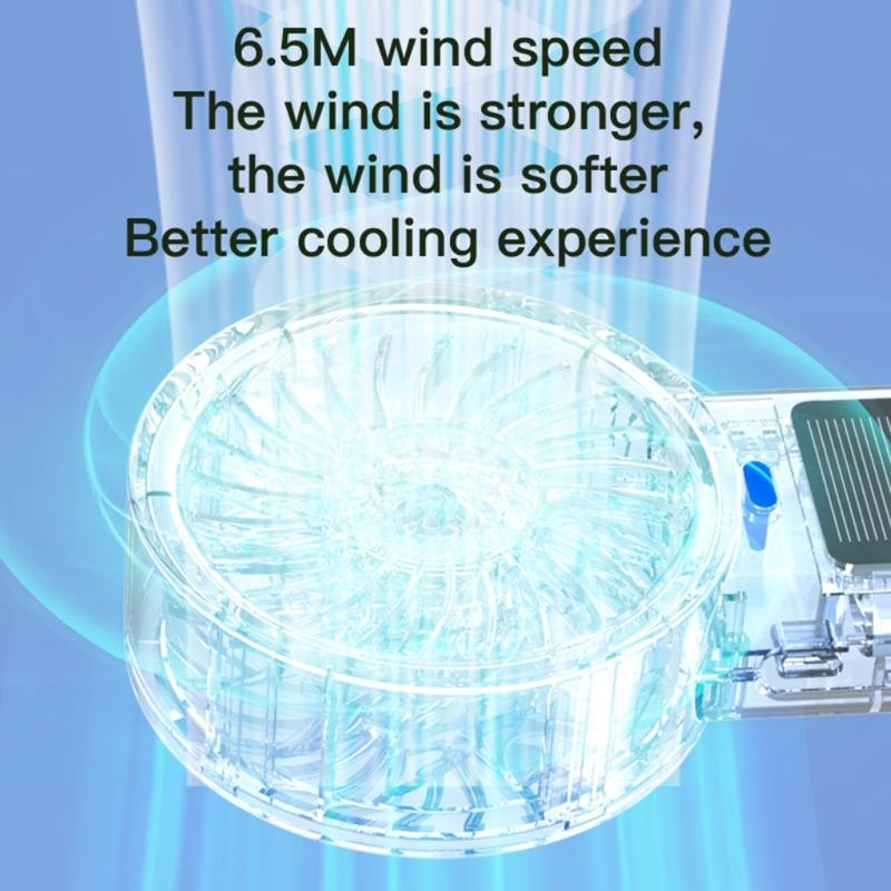 Portable Solar Charging Hand Fan 5 Speed Blower Handheld Fan Rechargeable Replacement For Camping Hiking Indoor Use