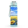 1PC Sunflower Blue Sky Countryside Print 750ml Color Plastic Sports Water Bottle Leakproof Flip Straw Lid Suitable for Sports Office Home Use