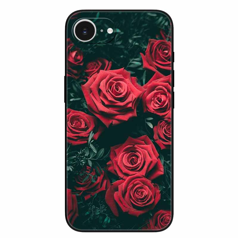 Schwarze Handyhülle Cover für Apple iPhone 16e Hüllen Gedruckte TPU Weiche Stoßfängerhülle für iPhone16e 16e 2025 Schutz Silikonhüllen