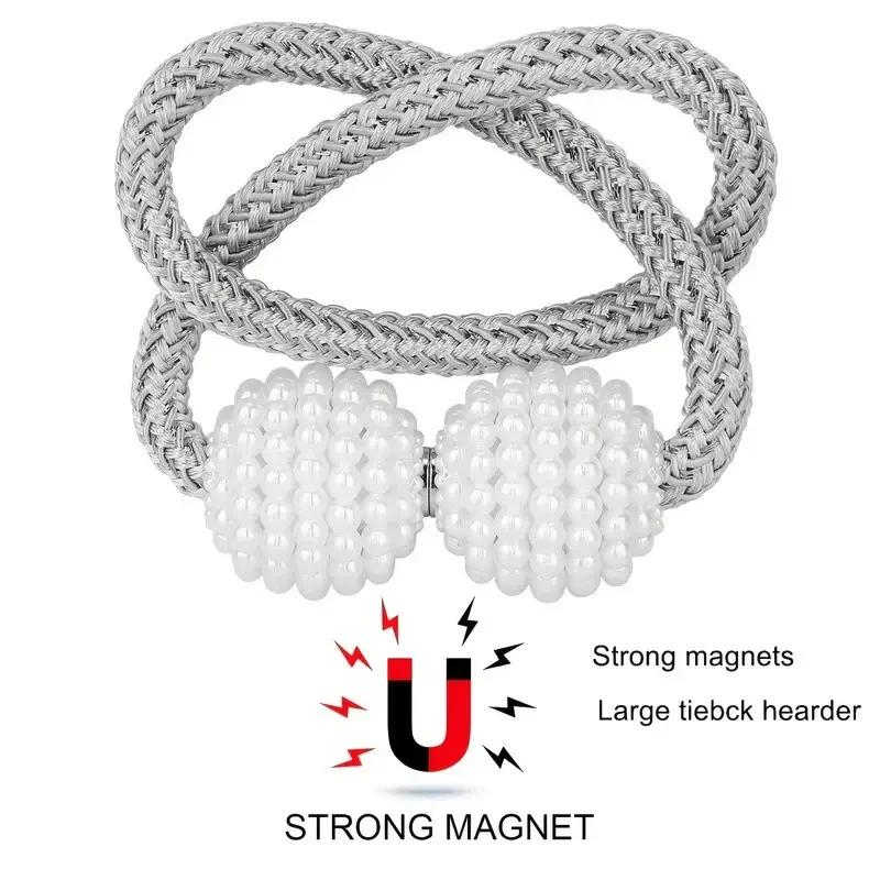 Pearl Magnetic Curtain Clips, Curtain Fixer, Adjustable Locking Ties, Magnetic No Punch, Curtain Decorative Accessories