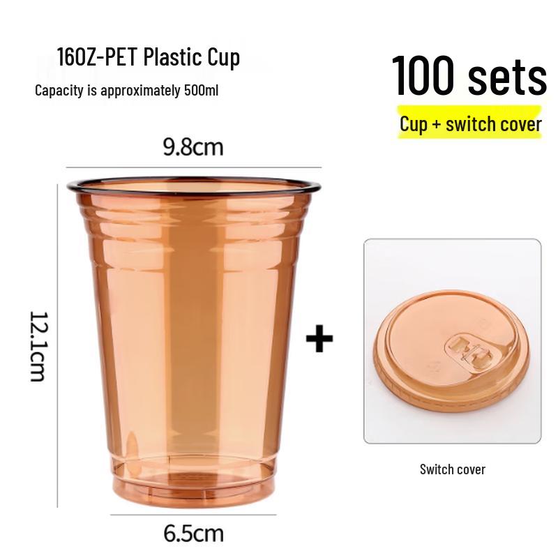 Mubaisen 500ml Plastic Takeaway Cup with Direct Drink Lid