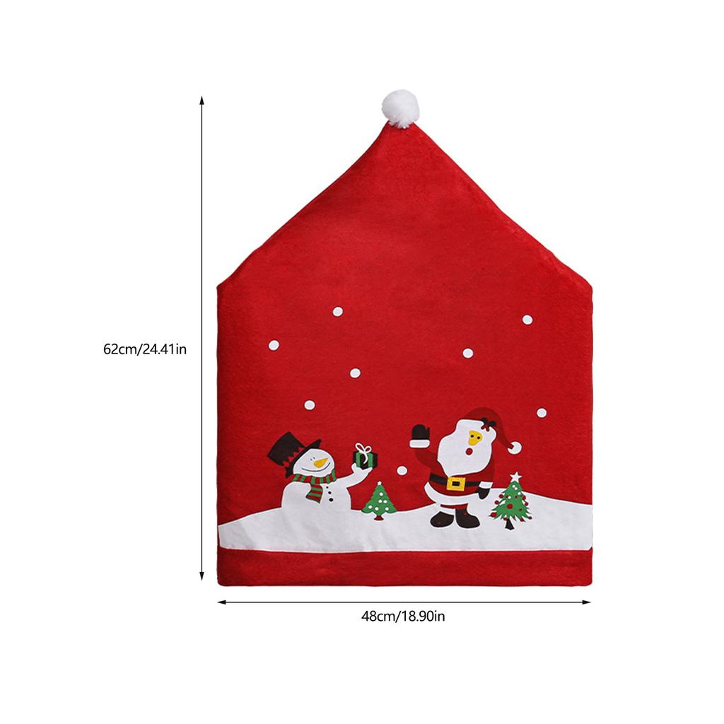 Santa Figure Fabric Chair Cover Smooth Universals Size for Dining Living Room Christmas Decoration