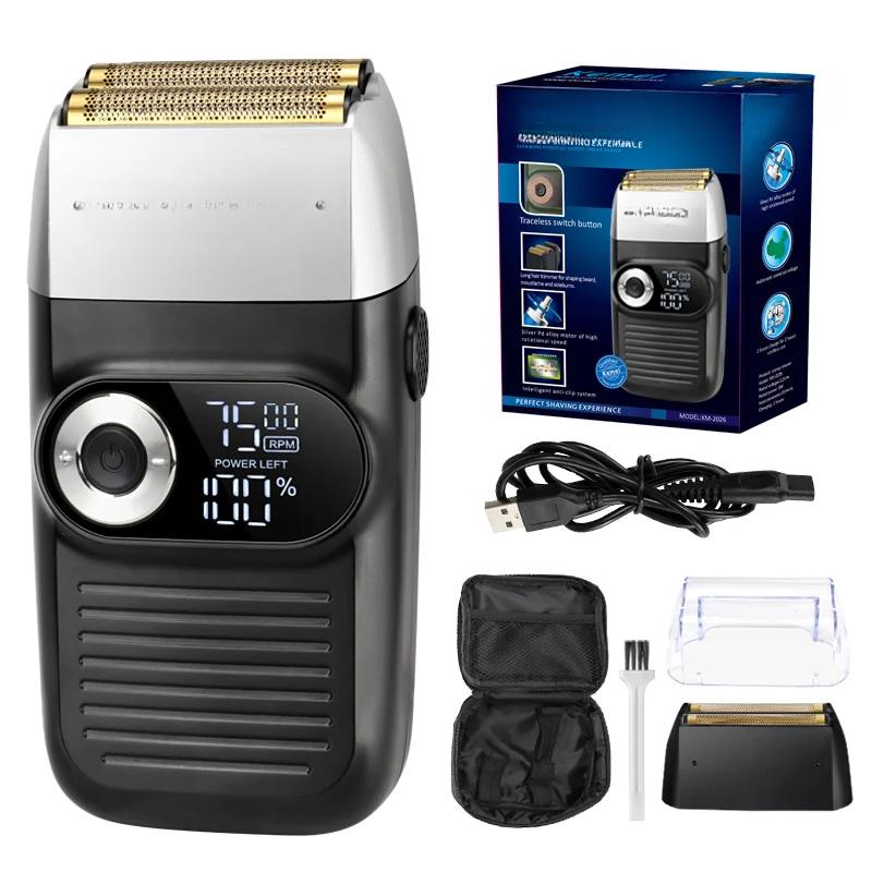 2 In 1 Rechargeable Electric Shaver LCD Display Portable Cordless Men Reciprocating Razor Beard Trimmer