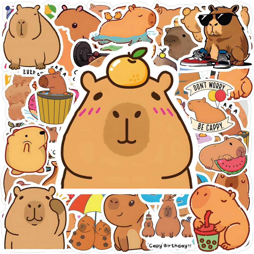 Capybara Stickers: 120 Cute Cartoon Designs for Journals and Water Bottles, Waterproof and Durable.