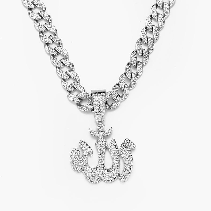 Symbol Splicing Diamond-Set Hip-Hop Pendant With Cuban Chain Men S Necklace Men S Necklace Geometric Rhombus