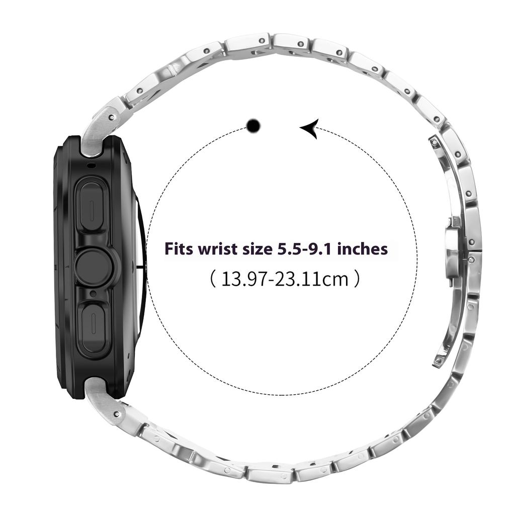 Watch Band for Samsung Galaxy Watch Ultra 47mm/Watch Ultra (2025) 47mm Stainless Steel Strap with X-Shaped Butterfly Clasp