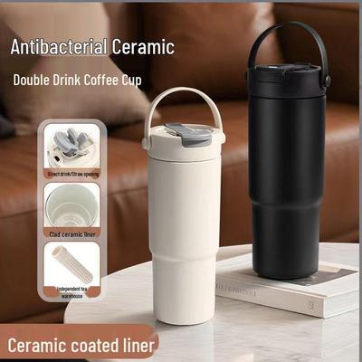 High-Capacity Portable Dual-Use Ceramic Insulated Water Cup