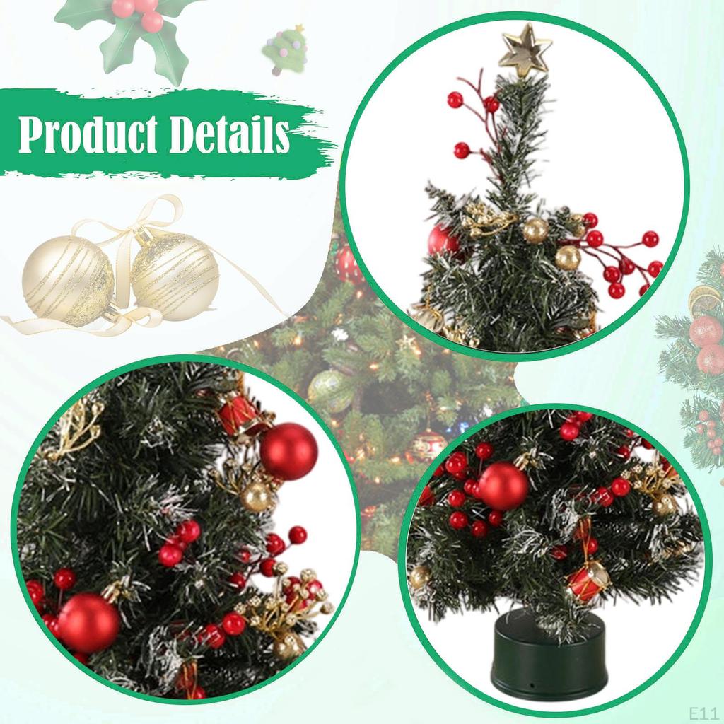 Lighted Tabletop Artificial Christmas Tree Ornament Gift Art Crafts Desktop Xmas for