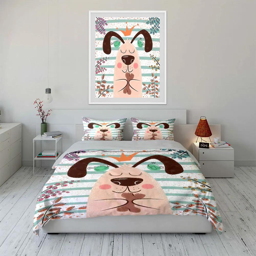 Dekorationsset im Hunde-Design - Zuhause Weiche Bequeme Bettbezug Bettwäsche-Set Enthalten 1*Bettbezug & 2*Kissenbezüge Geschenk