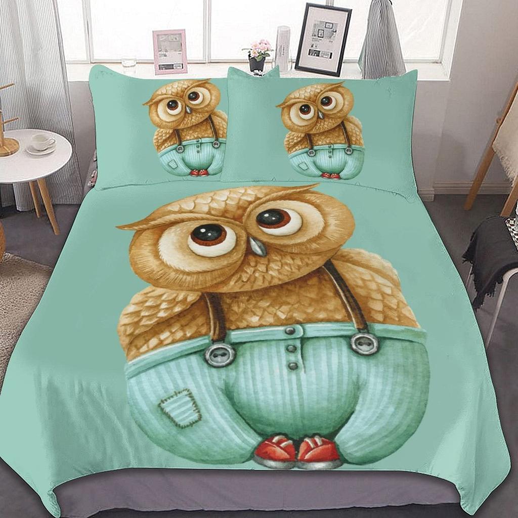 Owl Duvet Cover Twin King Queen Size Cartoon Owl Comforter Cover Bird Animal Bedding Set Kid Quilt Cover Polyester Quilt Cover
