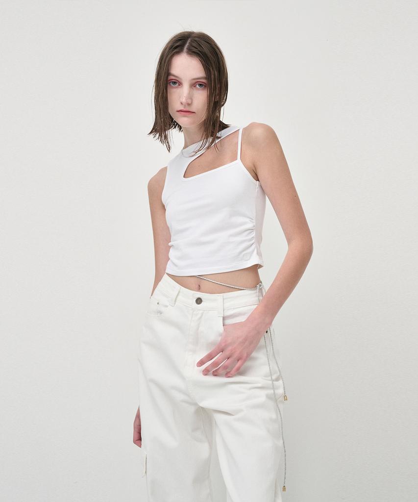 ETMON Cut Out Sleeveless Top, Ivory