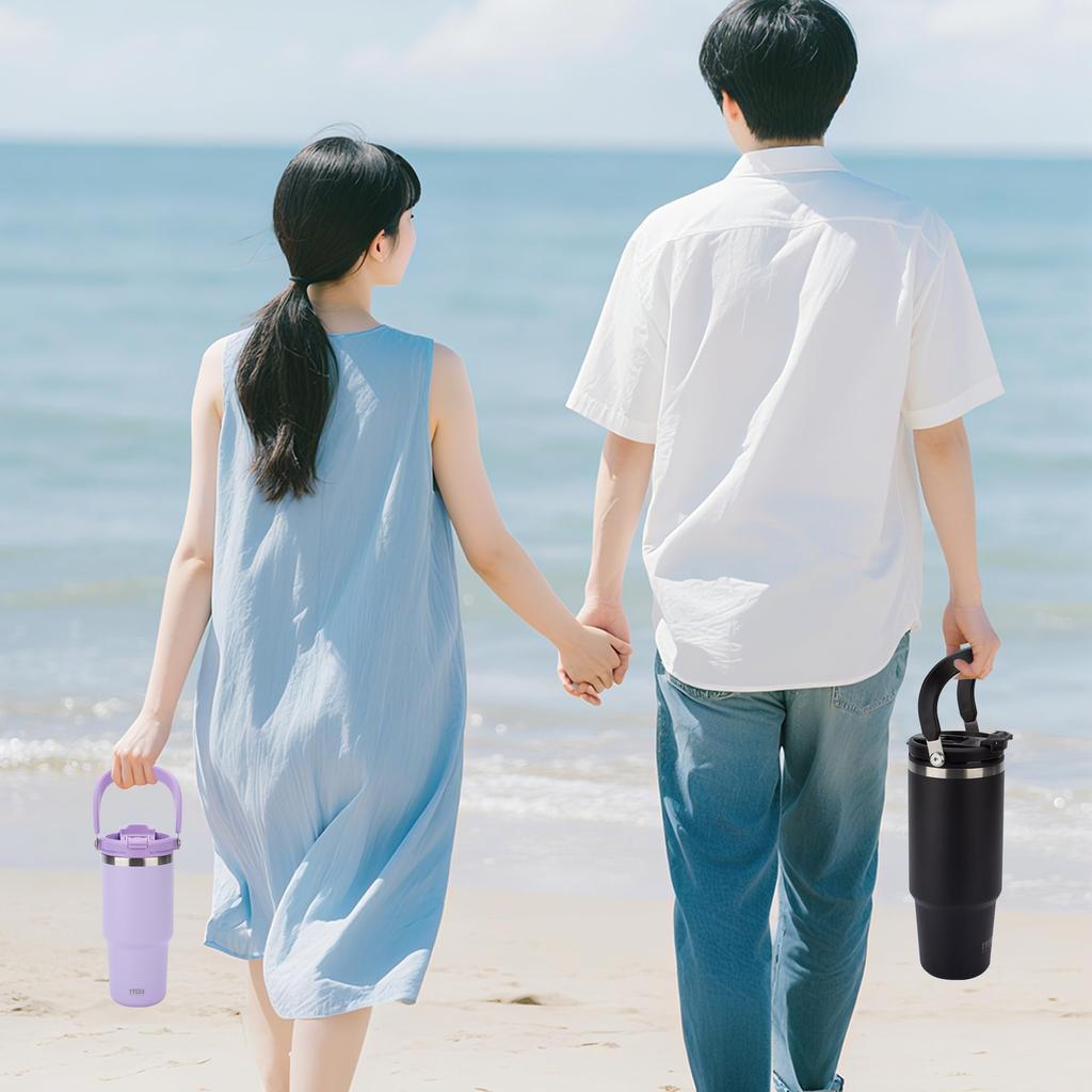 TYESO Tumbler with Straw, 1200ml Water Bottle, Insulates Cold or Hot Water, Large Capacity Stainless Steel Bottle with Lid, Spill-Proof Water Bottle,