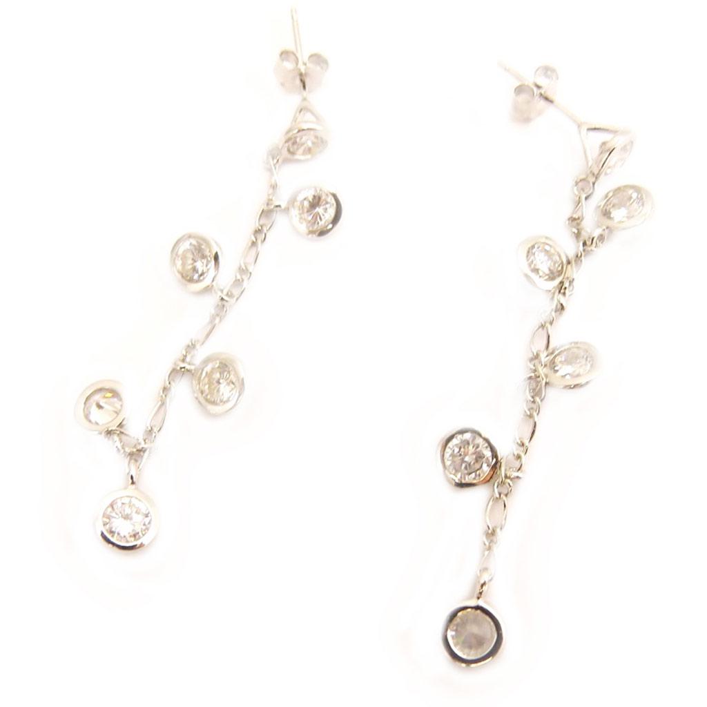 Les Trésors De Lily [L5027] - Cercei „Zeiță” din argint, alb-argintiu (placați cu rodiu) - 50x8 mm