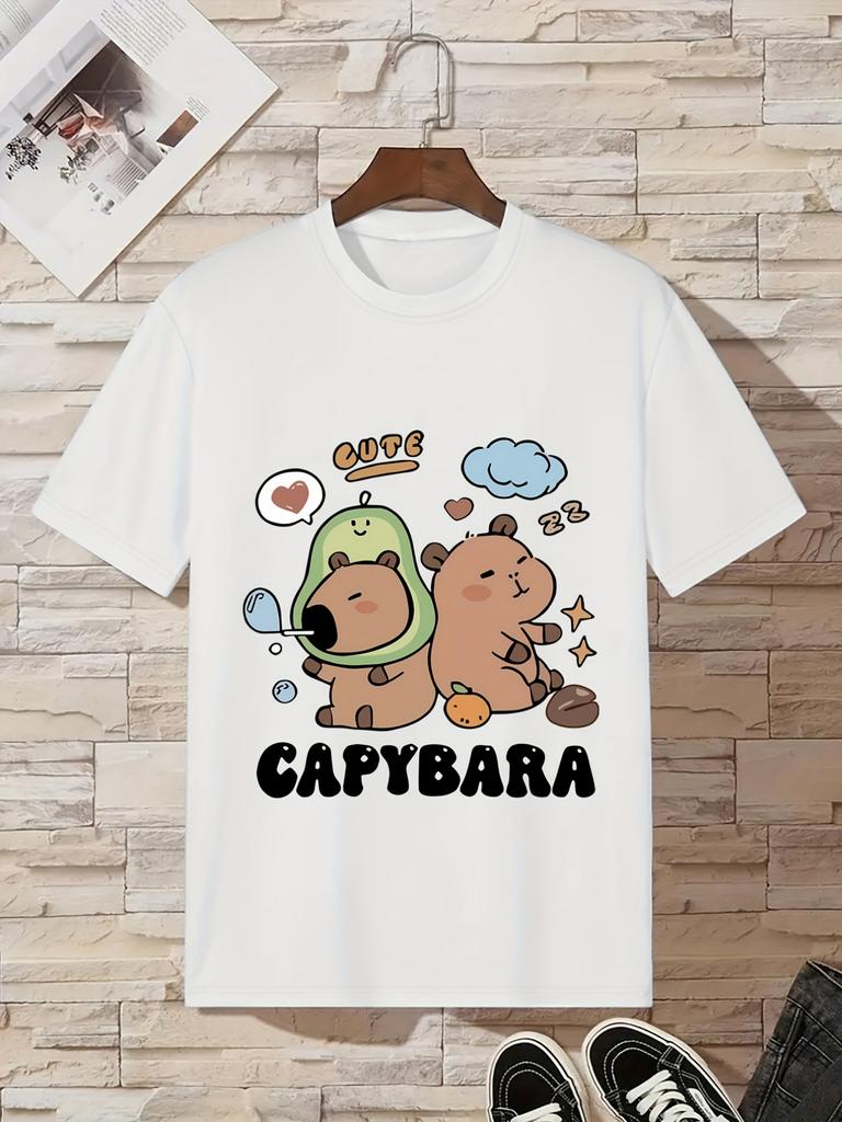 Children's Clothing Capybara Graphic T Shirts Short Sleeve Tops Tee Summer Kids Clothes Crew Neck T-Shirts Fashion Child T-Shirt