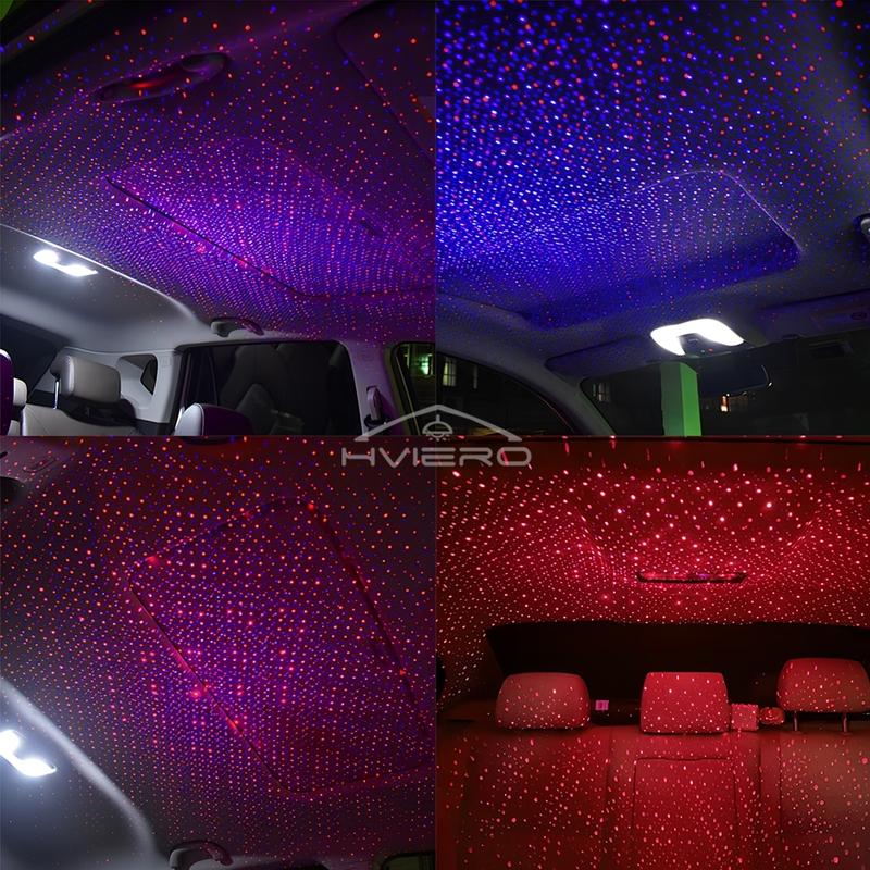 Car Roof Star Lights Interior Mini LED Starry Atmosphere Sky USB Projector Auto Lamp Decoration Night Galaxy Laser Home Led