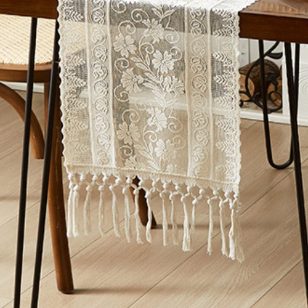 Романтичная кружевная скатерть для стола с кисточками, скатерть для банкета, украшение стола 30*150CM-Style C