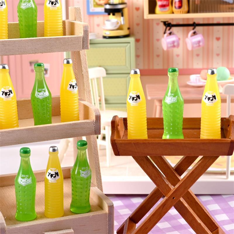 10Pcs Miniature Food Model Toy Sprite Soda Bottle 1:12 Dollhouse Accessory Kids Toy Dollhouse Kitchen Ornaments Photography Prop