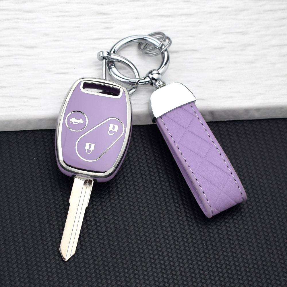 2/3/4 Button TPU Car Key Case Cover for Honda Fit CIVIC JAZZ CR-V Accord Pilot Freed StepWGN Insight Key Shell Bag Key Chain Set