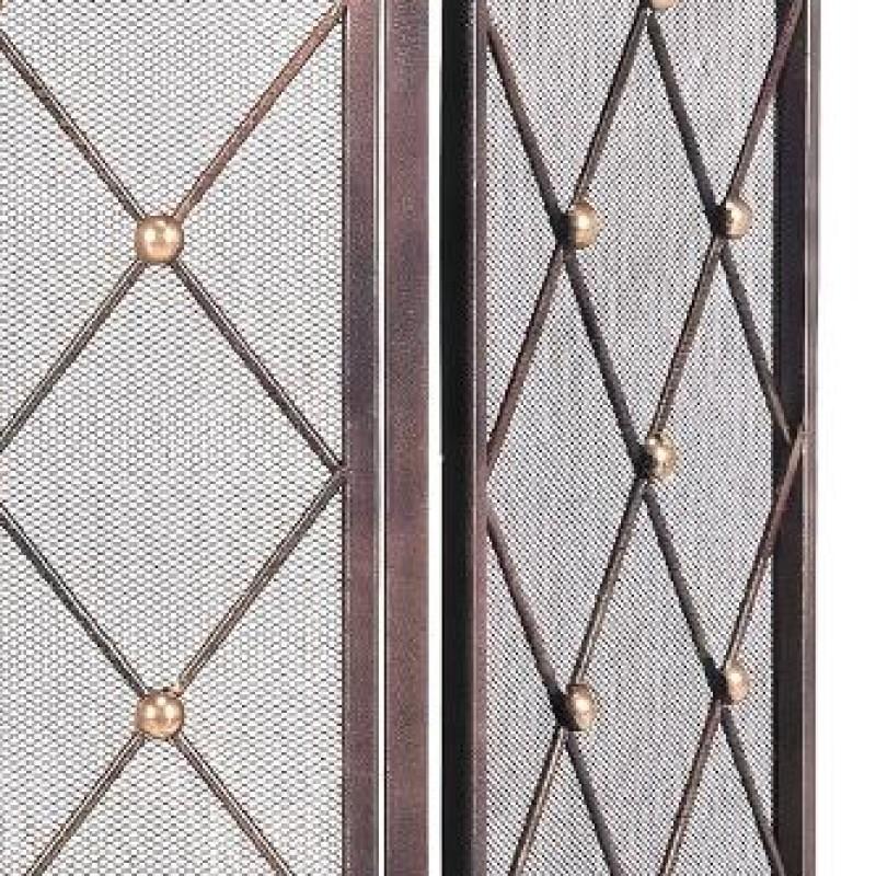 32inch Fireplace Screen with Full Hinges Metal Foldable Fireplace Cover Wrought Iron Metal for Gas Log Hearth Outdoor Pit United States
