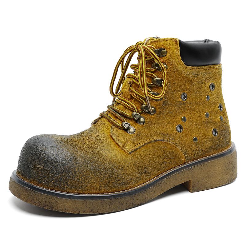 

Модные мужские ботильоны в уличном стиле, высокие, из замшевой кожи, модные мужские ботильоны, уличная деловая повседневная обувь, мотоциклетные боты 44 жёлтый