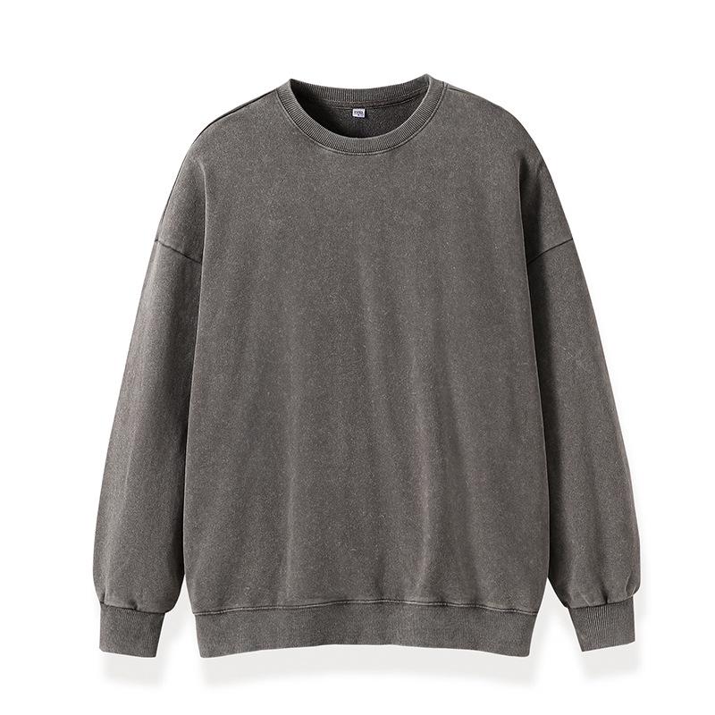 Retro Distressed Unisex Round Neck Sweatshirt - Autumn/Winter Collection S света кофе