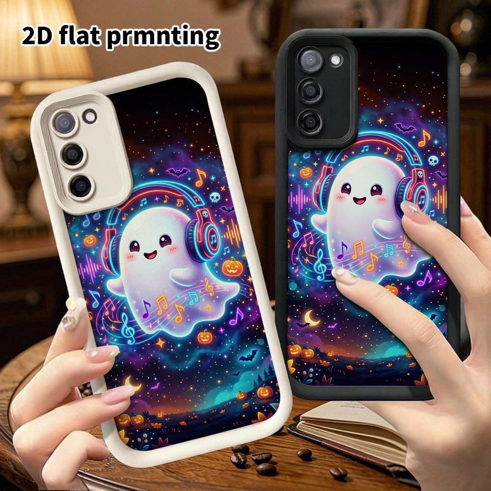Phone Case: 2D Flat, Suitable for Samsung Galaxy A34 A35 M05 M06 S20 S22 S21 FE Plus 5G Protective Case, Neon Little Ghost, Perfect Christmas and Hall
