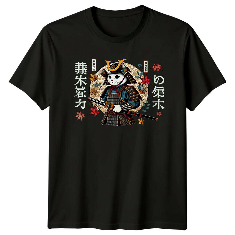 Samurai Cat TShirt  Japanese Warrior Kitten Ninja Graphic Tee Unisex T-Shirt XXL