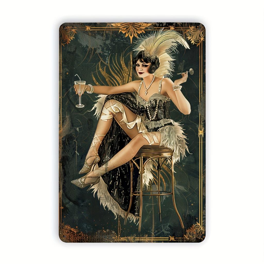 Vintage Pinup Girl Coffee Metal Tin Sign Charming Wall Art For Home Cafe Bar Apartment & Restaurant Decor - Perfect Holiday Gift