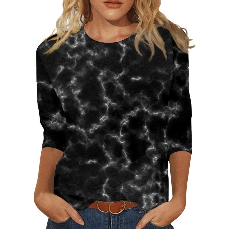 Graffiti Design 3D Digital Printing Women's Casual Fashion Round Neck Long Sleeve T-shirt