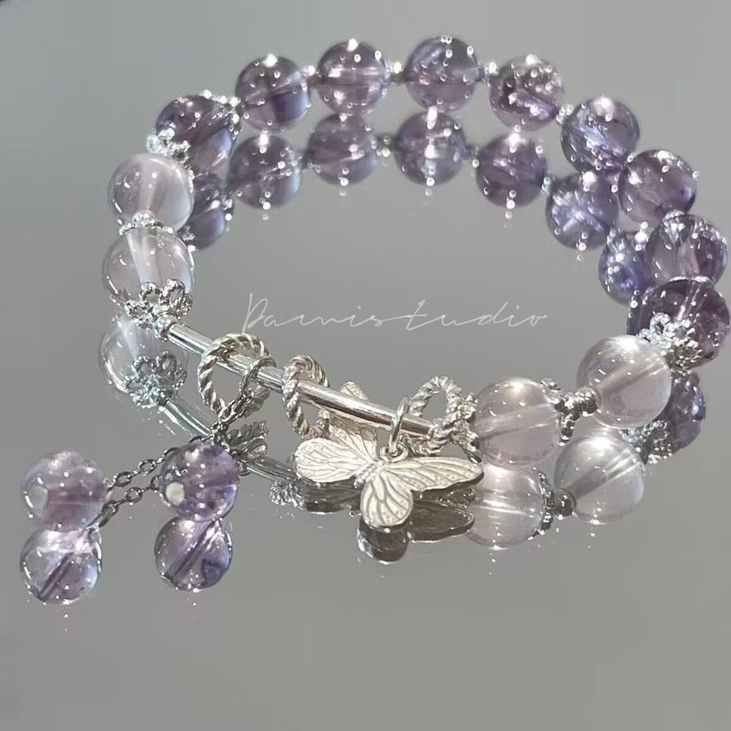 New butterfly transfer bracelet ins niche design imitation amethyst bracelet for girlfriend