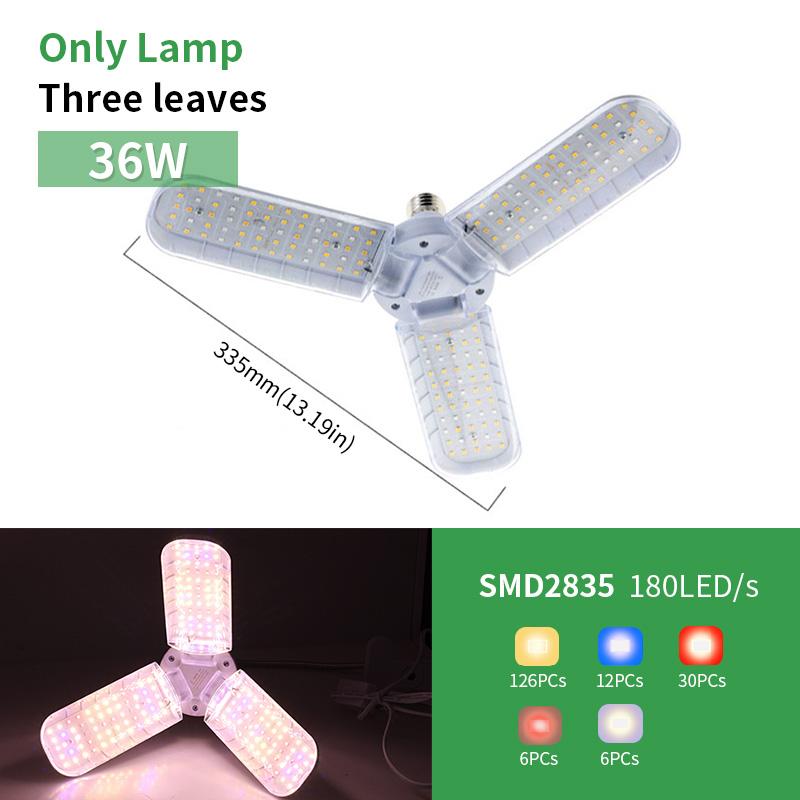 24W 36W 48W Katlanabilir LED Büyümek Işık Tam Spektrum E27 Bitki Büyüyen Işık Phytolamp Ampul Kapalı Bitkiler Için Çiçek Fide