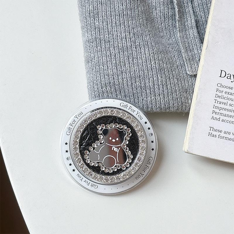 Creative Magnetic Desktop Drama Mobile Phone Airbag Holder Rhinestone Bear Mirror Advanced Sense Ring Female