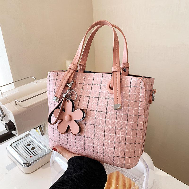 Modische Umhängetasche Handtasche mit großer Kapazität Damen Tasche Pendlertasche karierte große Tasche Damen